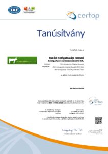 tanúsítvány HU19484-20 ISO 14001-2015 magyar